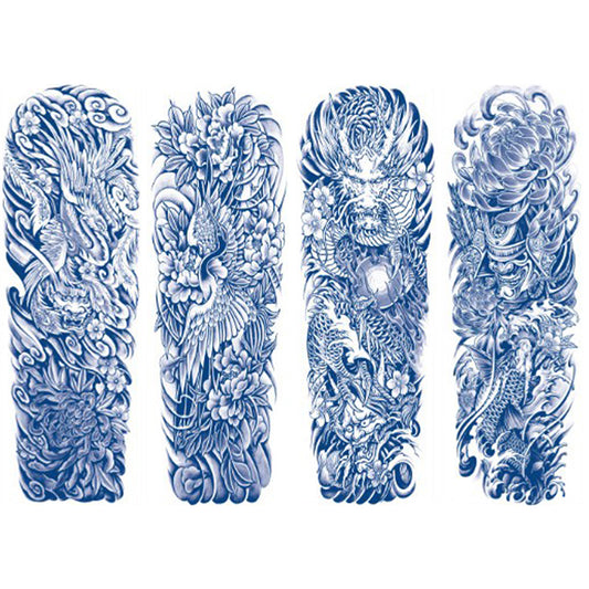 4 Sheets Dragon Wave Semi Permanent Full Arm Sleeves Tattoo