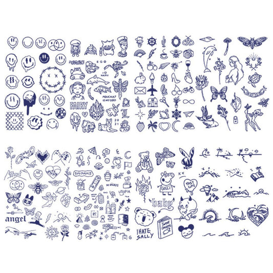 8 Sheets Small Cute Semi-Permanent Tattoo Stickers Smiley Face