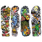 4 Sheets Extra Large Full Arm Temporary Tattoos - Colorful Skull Ghost Pumkin Carp Koi Flower Tree Gun For Men