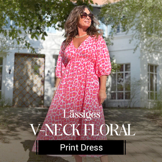 🎨 Women's V-Neck Printed Dress – Brushstrokes of Summer🌺