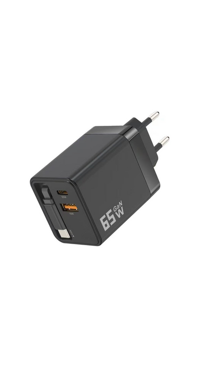 🔥2026 Hot Sale 68% OFF✨⚡ 50K+ SOLD! 🎁65W Fast Charging Phone Charger Block with Retractable 80cm Type-C Cable