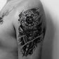 6 Sheets Temporary Tattoo Muscle Men Black Fake 3D Mechanical Metal Arm Hollow Gear Shoulder Leg