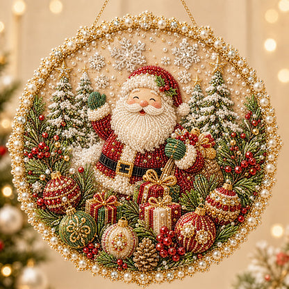 ✨ Four Seasons & Holiday Pearl Art Hanging Wreath Kit | Luxury Flocked Canvas with Scratch-Resistant Non-Fading Pearl Beads DIY Handmade Seasonal Decor 💎