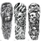 3 Sheets Rose Skull Full Arm Sleeves