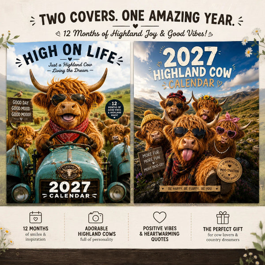 🐮 2027 Funny Highland Cow Wall Calendar🗓️ | A4 Hanging Calendar |🎁 Designed by Isabel Kline 🎨📆