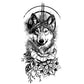 6 Sheets Black Wolf Flower Temporary Tattoo Sticker