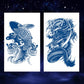 6 Sheets Semi Permanent Fake Waterproof Temporary Tattoos Stickers Long Lasts 1-2 Weeks, Animal Set Peacock Lion Koi Carp Tiger Owl Dragon Deep Blue