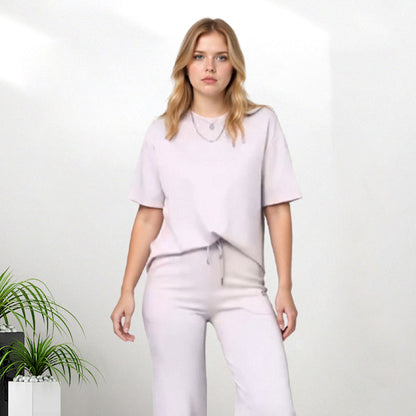 🌸New Arrival 49%OFF💖 ✨Trending Now ✨Chic Women's Solid Short-Sleeve Tops ＆ Pants Two-Piece Set