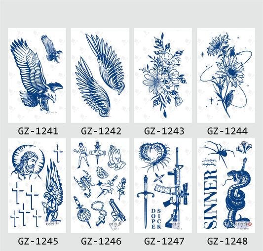 8 Sheets Semi-Permanent Tattoo Half Arm (18*11CM)