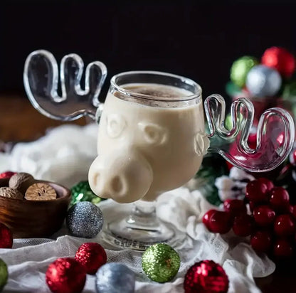 🎄Early Christmas Sale - 49% OFF🎅The Stag's Gaze: Where Light Dances 🦌✨Glass Reindeer Mug