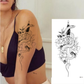 8 Sheets Black Arrow Compass Feather Dragon Anchor Sword Snake Tree Flower Temporary Tattoos for Arm