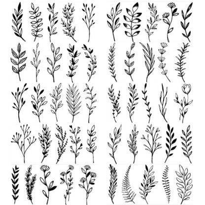 10 Sheets Small Flower Leaf Waterproof Temporary Tattoo