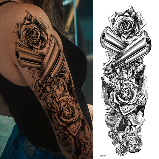 Skull Star Rose Gun Full Arm Sleeves