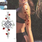 8 Sheets Black Arrow Compass Feather Dragon Anchor Sword Snake Tree Flower Temporary Tattoos for Arm