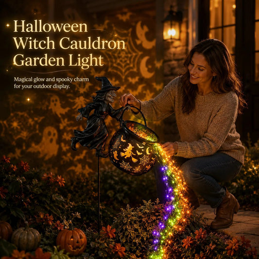 🔥Hot Sale 50%OFF🧙‍♀️ Solar Witch Garden Stake Lights – Halloween Outdoor Decor with Magical Flowing LED Light | Waterproof Auto ON/Off Yard Decoration