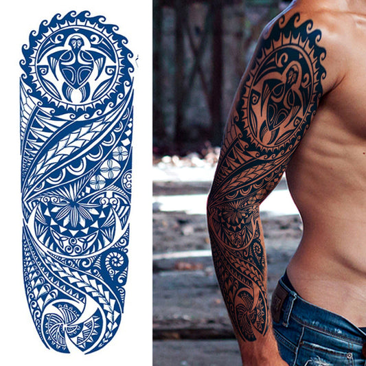 Metalic Tribe Semi Permanent Full Arm Sleeves Tattoo Lasts 15 Days