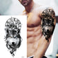 8 Sheets Wolf Totem Skull Forest Temporary Tattoo