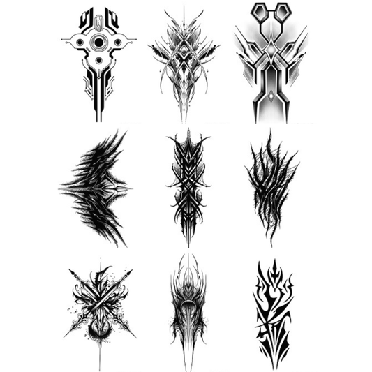 9 Sheets Cool Mechanical Extra Large Semi-Permanent Tattoo Stickers