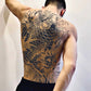 1 Sheet Fish God Viking Wing Samurai Full Back Semi-Permanent Tattoos