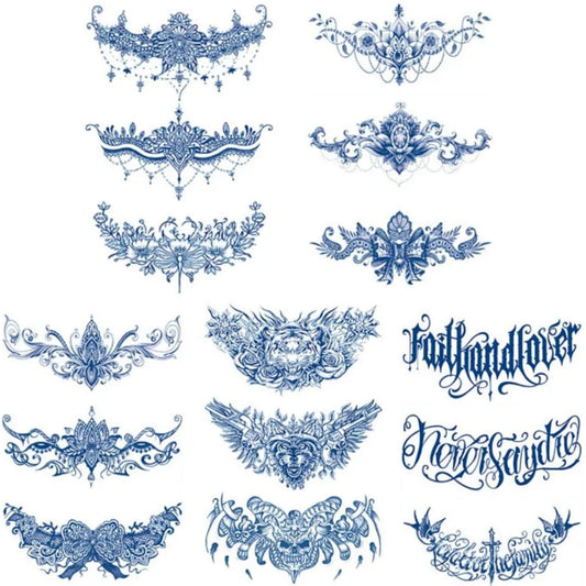3 Sheets Semi-Permanent Tattoos Body Chest Thigh