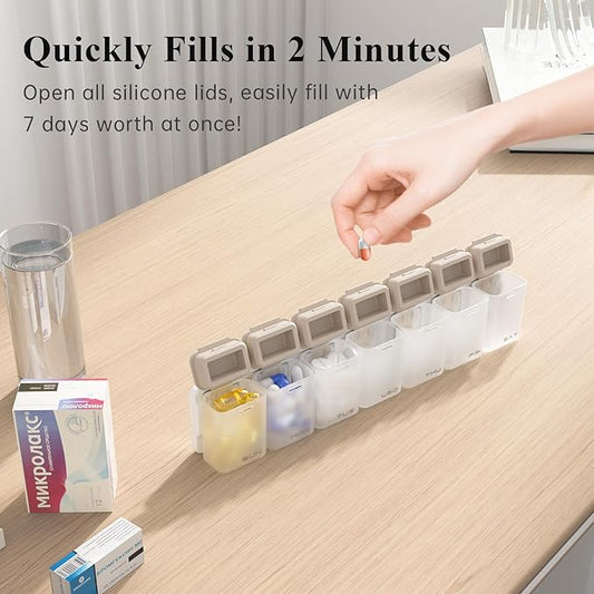 🧲💊 Weekly Pill Organizer Magnetic, Removable Pill Box – 7 Day 1 Time A Day, Large Capacity, Travel Case, Perfect For Vitamins, Supplements & Daily Medication! 🌍✨📦