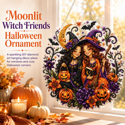 🎃Halloween Witch Friendship Diamond Art Suncatcher Sparkling Window Decor Gift✨🎃✨✨