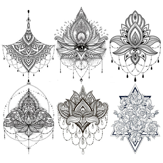 6 Sheet Mandala Extra Large Temporary Tattoos
