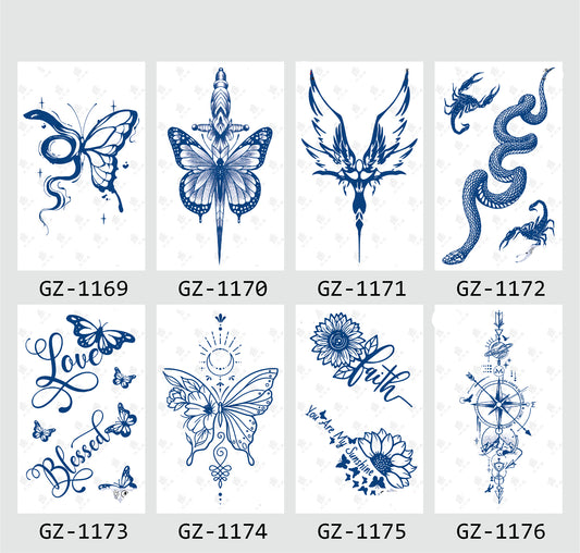 8 Sheets Semi-Permanent Tattoo Half Arm (18*11CM)