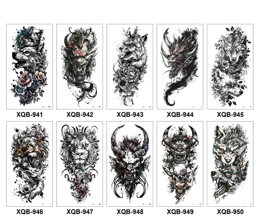 10 Sheets Art Waterproof Half Arm Temporary Tatto