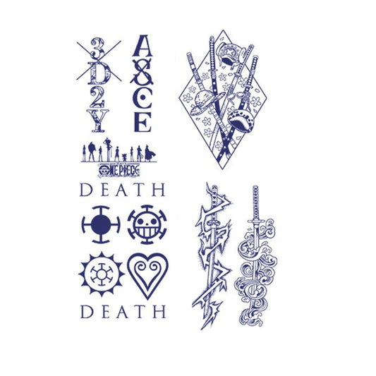 4 Sheets One Piece Semi-Permanent Tattoo Stickers