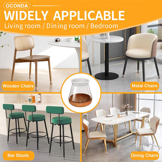 🪑🔇 4/6/8Pack Silicone Chair Leg Caps – Clear, Slanted, with Felt Padding. Diameter 13-20mm. Keep Your Chairs Silent & Your Floors Scratch-Free! ✅✨