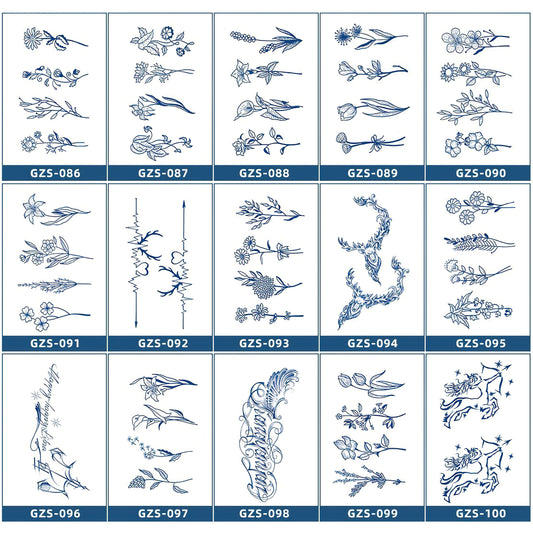 15 Sheets Cool Art Large Semi-Permanent Tattoo Stickers
