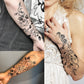 10 Sheets 3D Black Rose Peony Temporary Tattoo