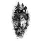 6 Sheets Black Wolf Flower Temporary Tattoo Sticker