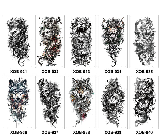 10 Sheets Art Waterproof Half Arm Temporary Tatto