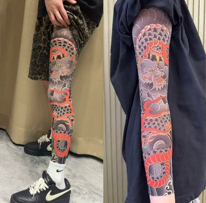 Ultra-clear Highly Elastic Seamless Tattoo Sleeve&Tattoo Stocking Set(2 Sheets)
