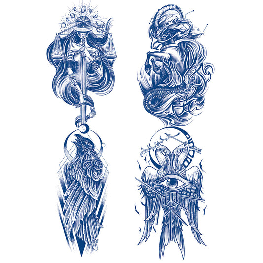 4 Sheet Angel Raven Goat Extra Large Semi-Permanent Tattoo