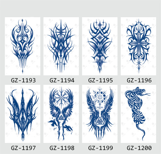 8 Sheets Semi-Permanent Tattoo Half Arm (18*11CM)