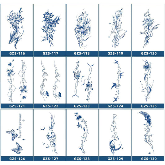 15 Sheets Cool Art Large Semi-Permanent Tattoo Stickers