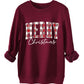 🎄“Merry Christmas” Plaid Graphic Sweatshirt