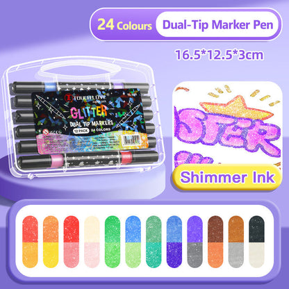 🔥🌈This Week's Special Price:£7.99!!✨🎁Dual-Tip Glitter Marker Pen