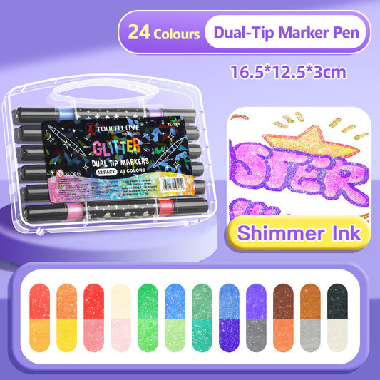 🔥🌈This Week's Special Price:£7.99!!✨🎁Dual-Tip Glitter Marker Pen