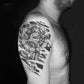 6 Sheets Temporary Tattoo Muscle Men Black Fake 3D Mechanical Metal Arm Hollow Gear Shoulder Leg