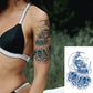 2 Sheets Semi Permanent Fake Waterproof Temporary Tattoos Stickers Long Lasts 1-2 Weeks, Animal Set Peacock Lion Koi Carp Tiger Owl Dragon Deep Blue