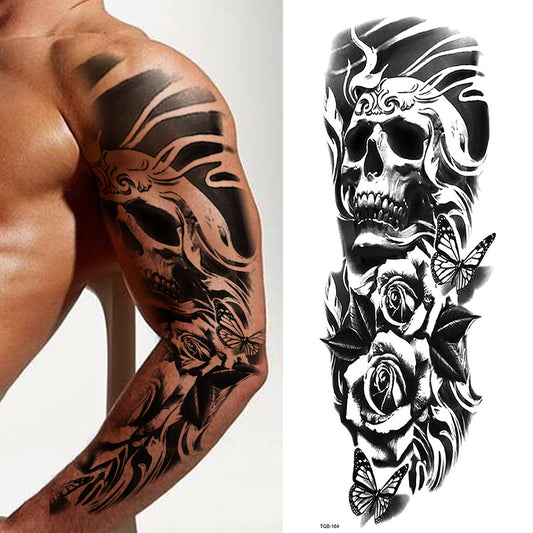 Skull Star Rose Gun Full Arm Sleeves