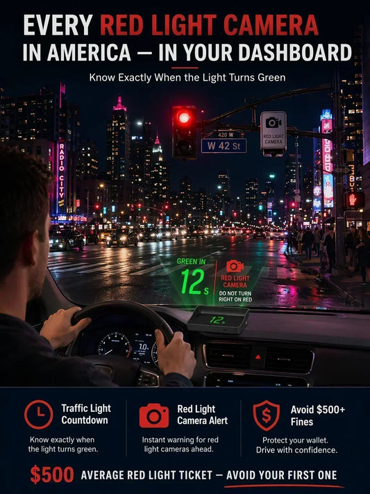 🥳2026 HOT SALE🥳💞50K+ SOLD!🚗⚡ 50% OFF! HUD Car GPS Speedometer – Traffic light countdown & red light camera alerts. Speed & direction on windscreen – no more looking down! 🛡️✨