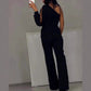 💕Women's One Shoulder Sparkly Mesh Flared Jumpsuits