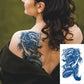 2 Sheets Semi Permanent Fake Waterproof Temporary Tattoos Stickers Long Lasts 1-2 Weeks, Animal Set Peacock Lion Koi Carp Tiger Owl Dragon Deep Blue