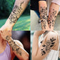 10 Sheets 3D Black Rose Peony Temporary Tattoo