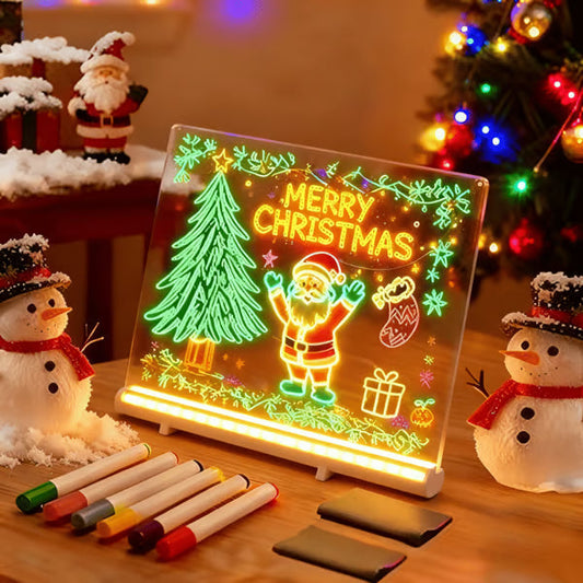 ⏳Surprise Price: Only £8.99!!!🎨Luminous Led Drawing Board For Children🎁Buy 1 Get 7 Colour Pens &Foldable stand For Free